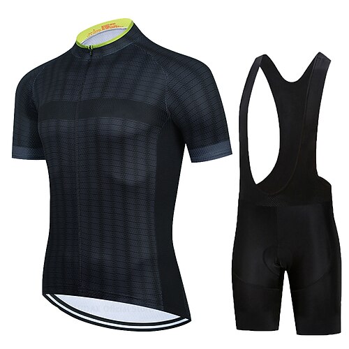 

Men's Short Sleeve Cycling Jersey with Bib Shorts Blue Bike 3D Pad Breathable Quick Dry Sports Graphic Clothing Apparel