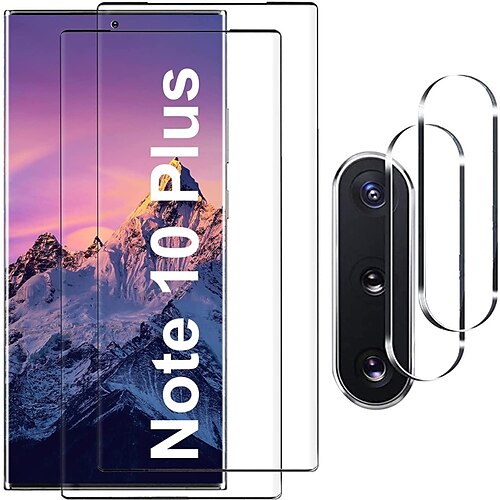 

Phone Screen Protector For Samsung Note 10 Plus Tempered Glass 2 Sets High Definition (HD) 9H Hardness Scratch Proof Front Screen Protector Phone Accessory