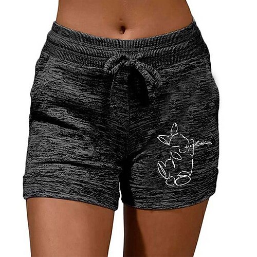 

Women's Shorts Cotton Blend Grey Black Mid Waist Athleisure Casual Weekend Print Micro-elastic Short Comfort Animal S M L XL XXL