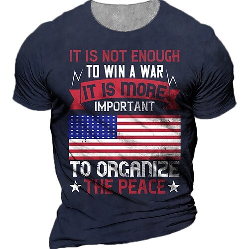 

Men's Unisex T shirt Tee 3D Print Graphic Prints National Flag Crew Neck Street Daily Print Short Sleeve Tops Casual Vintage Designer Big and Tall Army Green Navy Blue