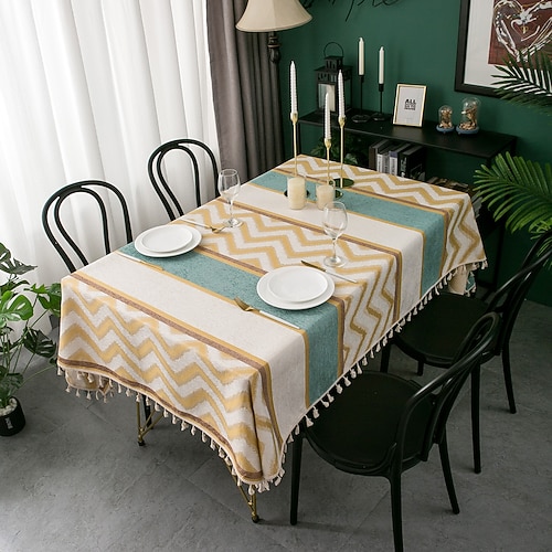 

Farmhouse Style Tablecloth Cotton Linen Rectangle Table Cloths for Kitchen Dining, Party, Holiday, Christmas, Buffet
