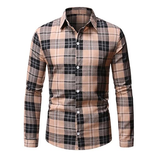 

Men's Shirt Hot Stamping Graphic Lattice Turndown Street Casual Button-Down Print Short Sleeve Tops Casual Fashion Breathable Comfortable Pink