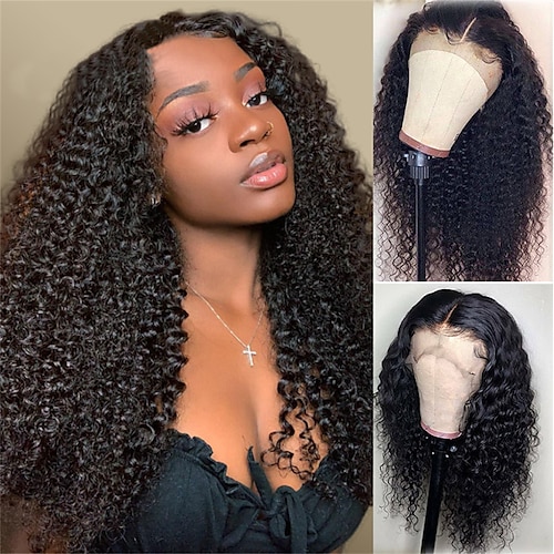 

Kinky Curly 4x4x1 T Part Lace Part Wig 100% Human Hair Wigs Brazilian Remy Hair Wig 150% 180%% Density Pre Plucked Middle Part Wigs