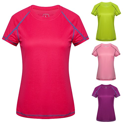 

Women's Running Shirt Mesh Short Sleeve Top Athleisure Breathable Quick Dry Lightweight Fitness Running Sportswear Activewear Solid Colored Violet Green Blue / Micro-elastic