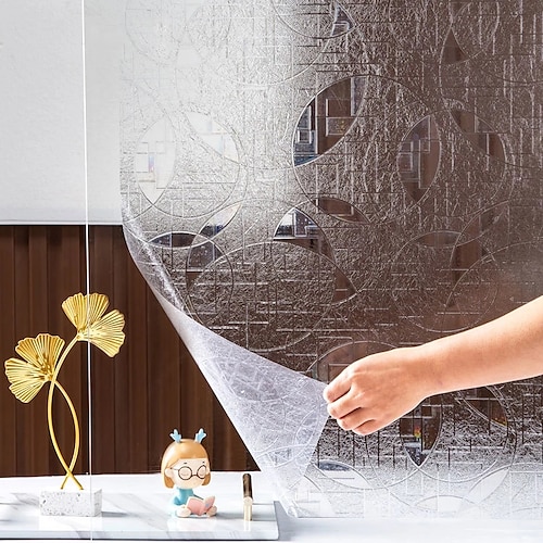 

Window Covering Film Geometry Static Privacy Decoration Self Adhesive for UV Blocking Heat Control Glass Window Stickers 100X45CM