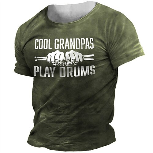 

Men's T shirt Tee 3D Print Graphic Letter Crew Neck Casual Daily Print Short Sleeve Tops Fashion Vintage Designer Big and Tall Green