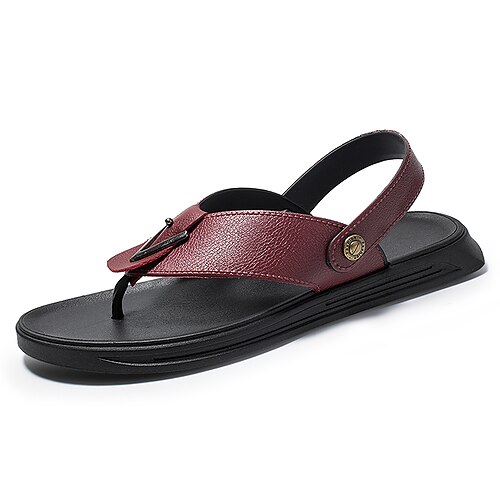 

Men's Slippers Flip-Flops Casual Daily Faux Leather White Black Red Summer