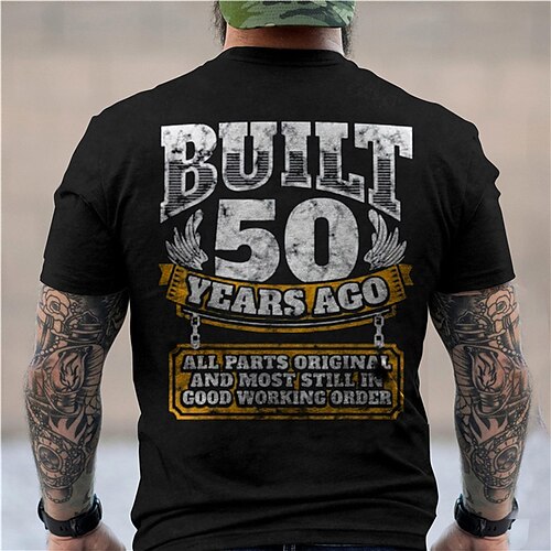 

Men's Unisex T shirt 3D Print Graphic Prints Letter Crew Neck Street Daily Print Short Sleeve Tops Casual Designer Big and Tall Built In The Fifties Black Army Green Dark Gray