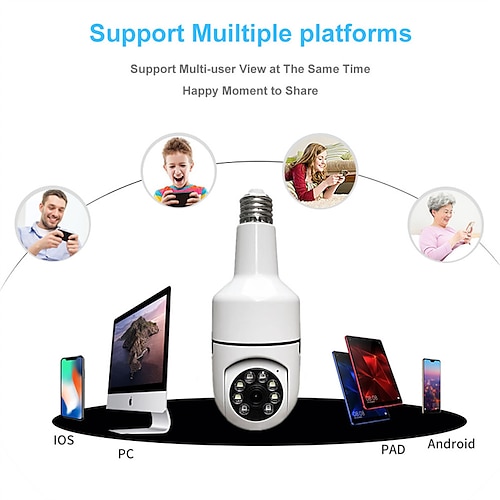 

2MP Bulb WIFI Wireless IP Camera 360 Degree Remote Monitoring Wifi Indoor Apartment Support 128GB