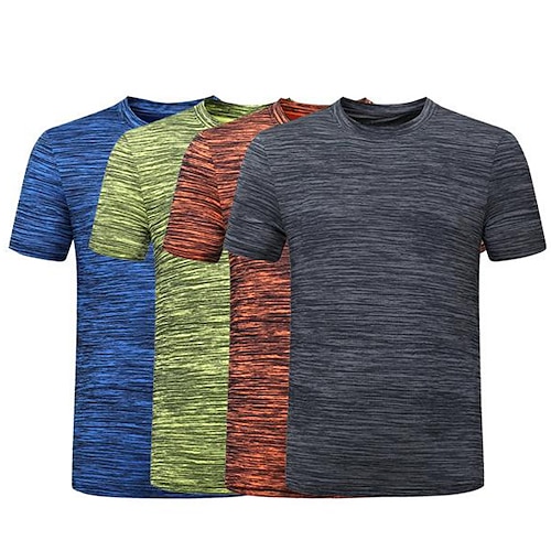 

Men's Hiking Tee shirt Tee Tshirt Top Outdoor Breathable Quick Dry Lightweight Summer Stripes Green Blue Grey Climbing Beach Camping / Hiking / Caving