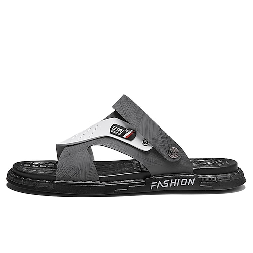 

Men's Sandals Casual Classic Home Daily PU Black Gray Spring Summer