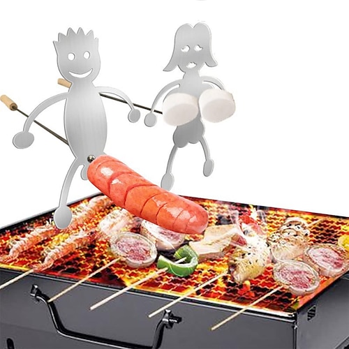 

Barbecue Forks Cooking Set Funny Women Men Shaped Stainless Steel Hot Dog and Marshmallow Roasting Sticks Metal Craft Skewer Stick Barbecue Accessories for Campfire Bonfire and Grill(without stick)