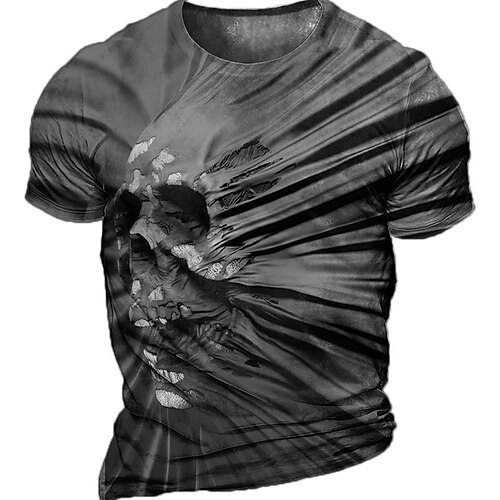 

Men's Unisex T shirt Tee 3D Print Graphic Prints Skull Crew Neck Street Daily Print Short Sleeve Tops Casual Designer Big and Tall Sports Dark Gray