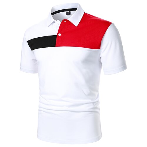 

Men's Golf Shirt Dress Shirt Casual Shirt Shirt Print Geometry Button Down Collar Casual Daily Color Block Button-Down Short Sleeve Tops Simple Color Block Casual Fashion White