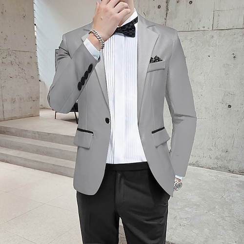 

Men's Elegant Blazer Regular Regular Fit Solid Color Light Blue White Black 2022