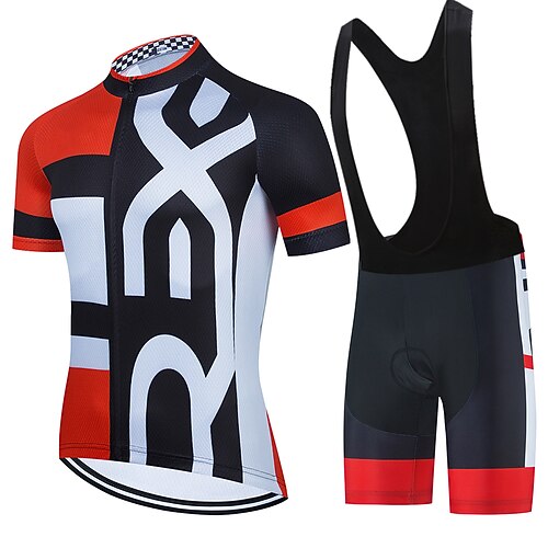 

Men's Short Sleeve Cycling Jersey with Bib Shorts Blue Bike 3D Pad Breathable Quick Dry Sports Graphic Clothing Apparel