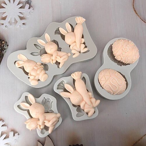 

1pc Easter Egg Bunny Silicone Mold DIY Chocolate Cake Decorating Baking Tool Drop Glue Mold 4pcs