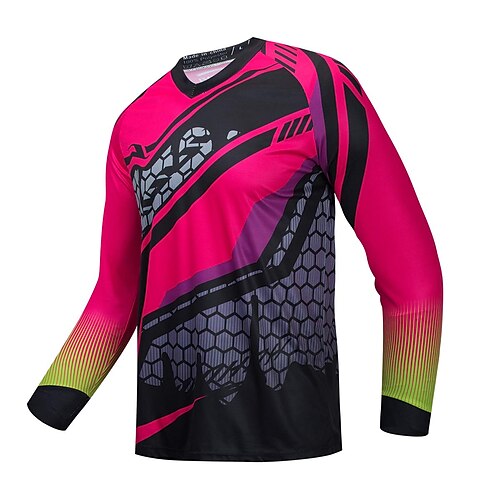 

21Grams Men's Downhill Jersey Short Sleeve Mountain Bike MTB Road Bike Cycling Rose Red Bike Breathable Quick Dry Moisture Wicking Polyester Spandex Sports Honeycomb Clothing Apparel / Athleisure