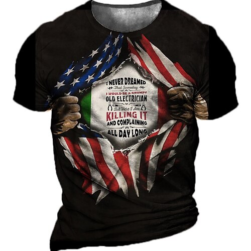 

Men's Unisex T shirt Tee 3D Print Graphic Prints National Flag Crew Neck Street Daily Print Short Sleeve Tops Casual Vintage Designer Big and Tall Black