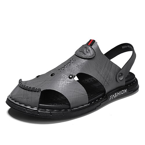 

Men's Sandals Casual Classic Home Daily PU Black Gray Spring Summer