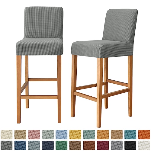 

2 Pcs Stretch Bar Stool Cover Pub Counter Stool Chair Slipcover for Dining Room Cafe Furniture Seat Cover Stretch Protectors Non Slip with Elastic Bottom