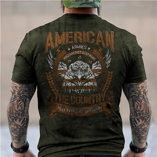 

Men's Unisex T shirt 3D Print Graphic Prints Eagle Letter Crew Neck Street Daily Print Short Sleeve Tops Casual Designer Big and Tall Sports Black Army Green Dark Gray