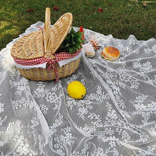 

ins style picnic cloth spring outing lawn mat picnic tablecloth pastoral french hollow blank lace tablecloth photo background
