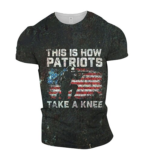 

Men's Unisex T shirt 3D Print Graphic Prints National Flag Letter Crew Neck Street Daily Print Short Sleeve Tops Casual Designer Big and Tall Sports Black