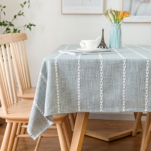 

Pastoral Tablecloth Cotton Linen Fabric Table Cloth - Washable Table Cover Dust-Proof Wrinkle Resistant for Restaurant, Picnic, Indoor and Outdoor Dining