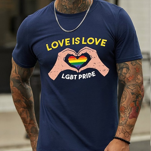 

Men's Unisex T shirt Hot Stamping Rainbow Graphic Prints Letter Crew Neck Street Daily Print Short Sleeve Tops Casual Designer Big and Tall Sports Green Black Gray