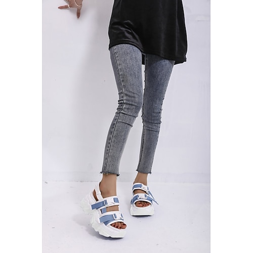 

Damen Sandalen Plateausandalen Übergrössen Täglich Sommer Plattform Offene Spitze Casual Kunststoff Knöchelriemen Einfarbig Rosa Grün Dunkelblau