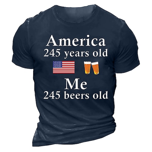 

Men's T shirt 3D Print Graphic Flag Letter Crew Neck Street Casual Print Short Sleeve Tops Basic Fashion Classic Comfortable Blue Black Gray