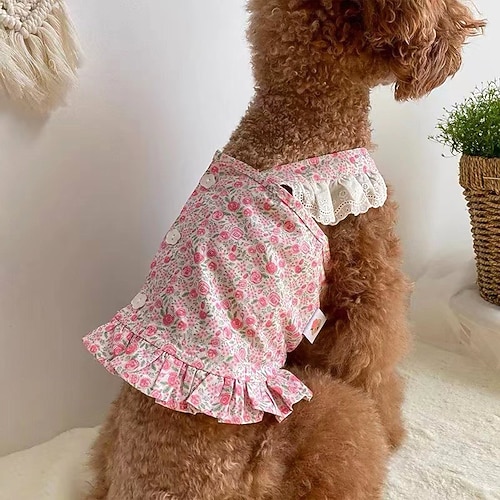 

Dog Cat Dress Flower Fashion Cute Holiday Casual / Daily Dog Clothes Puppy Clothes Dog Outfits Soft Rosy Pink Red and Pink Costume for Girl and Boy Dog Cloth XS S M L XL 2XL
