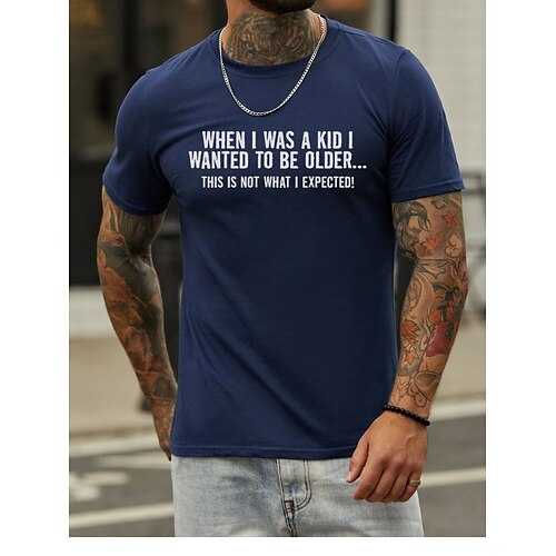 

Men's T shirt Hot Stamping Letter Round Neck Casual Daily Print Short Sleeve Tops Simple Basic Black Blue Gray