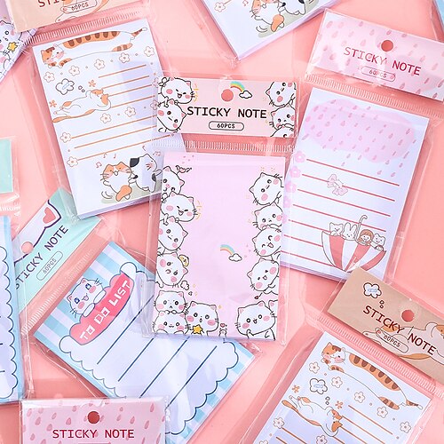

4 pcs Sticky Notes 69 inch Colorful Paper Lined Cute Self-adhesive Post It Notes for School Office Student