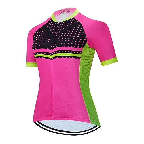 

21Grams Women's Cycling Jersey Short Sleeve Bike Top with 3 Rear Pockets Mountain Bike MTB Road Bike Cycling Breathable Quick Dry Moisture Wicking Reflective Strips Rose Red Polka Dot Polyester