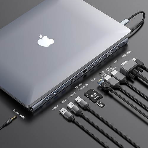 

Baseus USB Type C HUB to 3.0 USB HDMI-compatible RJ45 USB HUB for MacBook Pro USB Splitter Multi 11 Ports Type C HUB USB-C HUB