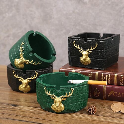 

Light Luxury Deer Head Cement Ashtray Creative Personality Trend Large Office Anti-fly Ash Thickened Ashtray Small Ornaments