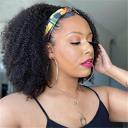 

Headband Wig Afro Kinky Curly Human Hair Wig For Black Women Head Band Wig Brazilian Human Hair Wig Curly Hair Wig 150% Density