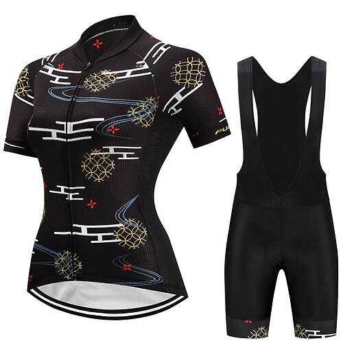 

21Grams Women's Cycling Jersey with Bib Shorts Short Sleeve Mountain Bike MTB Road Bike Cycling Black Graphic Bike Clothing Suit 3D Pad Breathable Quick Dry Moisture Wicking Back Pocket Polyester