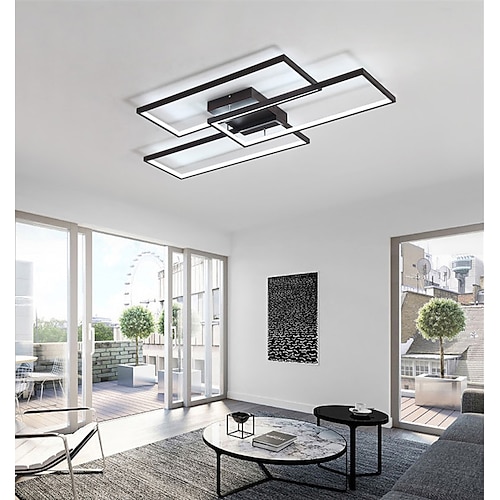 

LED Ceiling Light Square Design Black White Dimmable 60/78 cm Geometric Shapes Flush Mount Lights Aluminum Painted Finishes Artistic 110-120V 220-240V ONLY DIMMABLE WITH REMOTE CONTROL