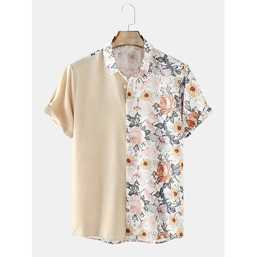 

Men's Shirt 3D Print Floral Turndown Casual Daily Print Short Sleeve Tops Casual Exaggerated Pink