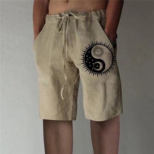 

Men's Stylish Designer Straight Shorts Elastic Waist Print Short Pants Sports Outdoor Daily Graphic Prints Moon Cotton Blend Comfort Breathable Mid Waist Green White Gray Khaki M L XL XXL 3XL