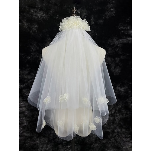 

Three-tier Flower Style / Sweet Wedding Veil Fingertip Veils with Appliques Tulle