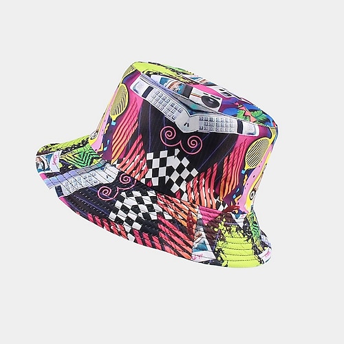 

New Summer Graffiti Bucket Hat for Women Men Outdoor Foldable Fisherman Hat Girls Double Sided Sun Hat Head Circumference 56-58cm