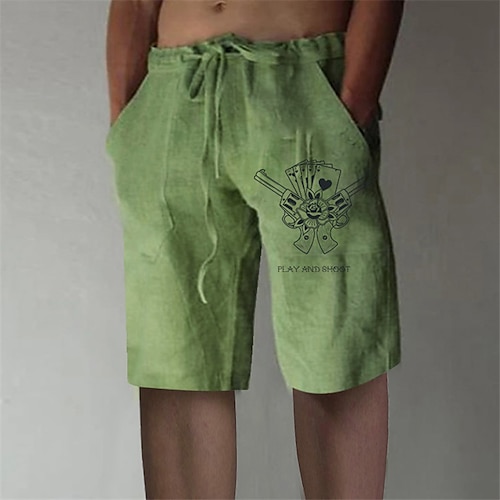 

Men's Stylish Designer Straight Shorts Elastic Waist Print Short Pants Sports Outdoor Daily Graphic Prints Poker Cotton Blend Comfort Breathable Mid Waist Green M L XL XXL 3XL