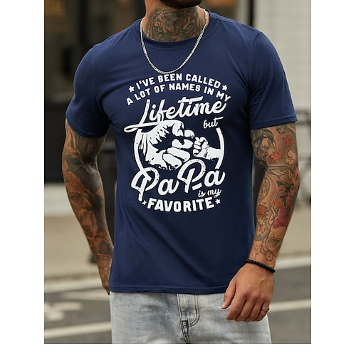 

Men's T shirt Hot Stamping Letter Round Neck Casual Daily Print Short Sleeve Tops Simple Basic Black Blue Gray