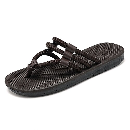 

Men's Slippers Flip-Flops Casual Beach Daily Elastic Fabric Black Brown Summer