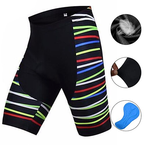 

21Grams Men's Bike Shorts Cycling Padded Shorts Bike Padded Shorts / Chamois Mountain Bike MTB Road Bike Cycling Sports Stripes 3D Pad Cycling Breathable Quick Dry Black Polyester Spandex Clothing