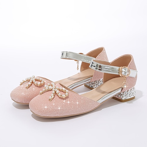 

Girls' Sandals Cosplay Flower Girl Shoes PU Flower Girl Shoes Big Kids(7years ) Christmas Party Buckle Green Rosy Pink Beige Fall Summer